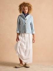 Joules Cream & Blue Stripe Denim Jacket - Image 3 of 10