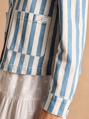 Joules Cream & Blue Stripe Denim Jacket - Image 4 of 10