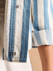 Joules Cream & Blue Stripe Denim Jacket - Image 5 of 10