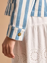 Joules Cream & Blue Stripe Denim Jacket - Image 7 of 10