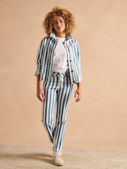 Joules Cream & Blue Stripe Denim Jacket - Image 9 of 10