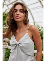 Silver Metallic Bow Cami Top - Image 1 of 6