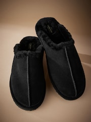 Black Signature Shearling Mule Slippers - Image 2 of 5