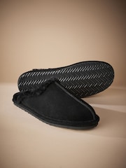 Black Signature Shearling Mule Slippers - Image 3 of 5