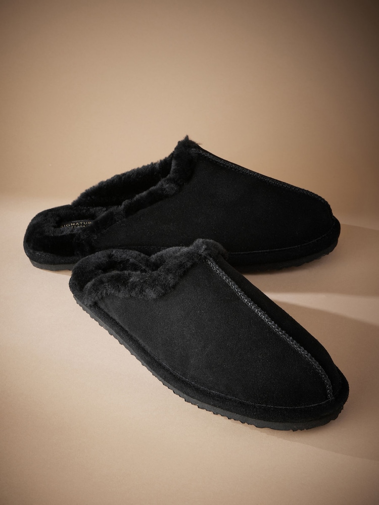 Black Signature Shearling Mule Slippers - Image 5 of 5