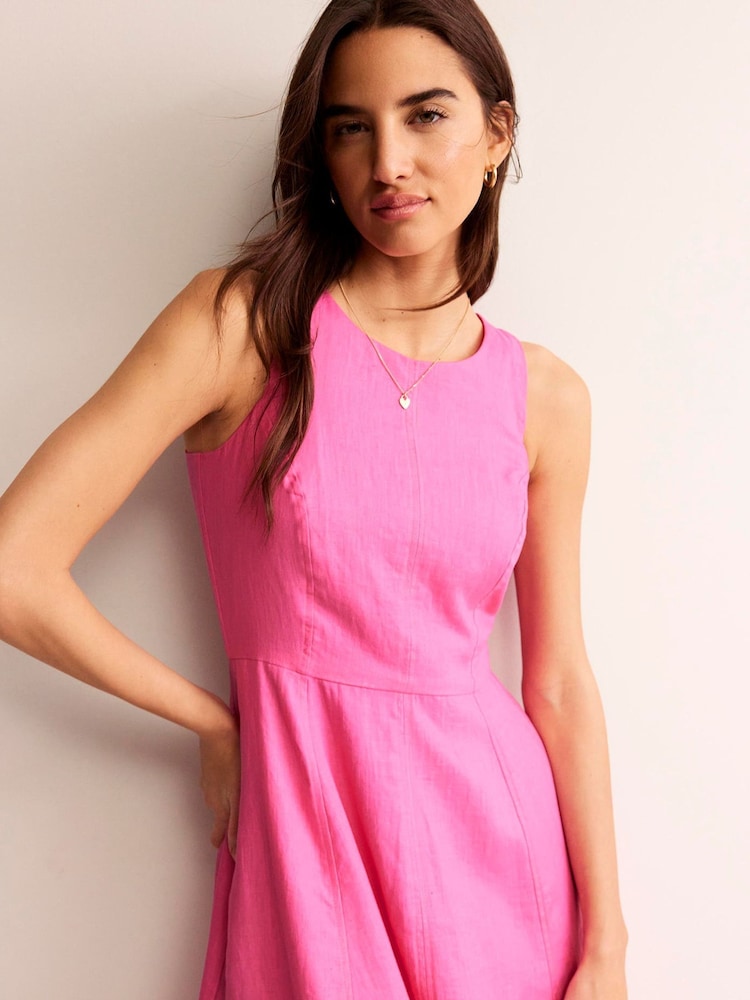 Boden Pink Carla Linen Midi Dress - Image 2 of 5