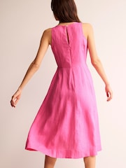 Boden Pink Carla Linen Midi Dress - Image 3 of 5