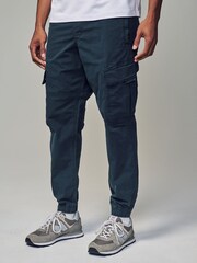 Dark Blue Regular Fit Stretch Utility Cargo Trousers - Image 1 of 11
