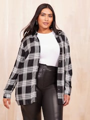Curves Like These Black/White Long Sleeve Check Shirt - Image 1 of 4