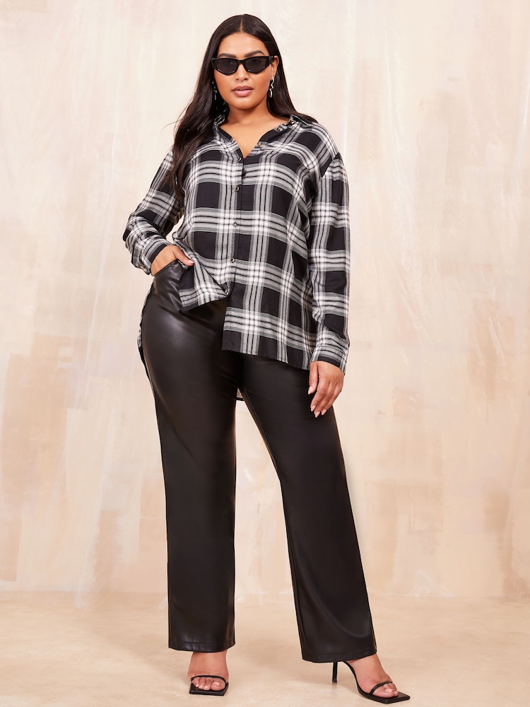 Curves Like These Black/White Long Sleeve Check Shirt - Image 2 of 4