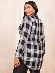 Curves Like These Black/White Long Sleeve Check Shirt - Image 4 of 4
