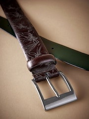 Brown Floral Signature Laser Engraved Belt - Image 3 of 4