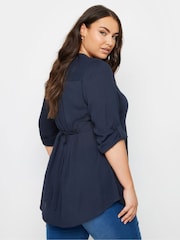 Yours Curve Blue Pintuck Embellished Shirt - Image 3 of 5