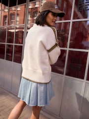 White Ecru Contrast Trim Soft Touch Knitted Jumper - Image 2 of 8