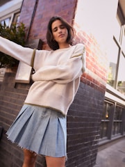 White Ecru Contrast Trim Soft Touch Knitted Jumper - Image 4 of 8