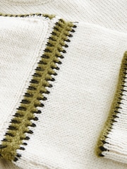 White Ecru Contrast Trim Soft Touch Knitted Jumper - Image 7 of 8