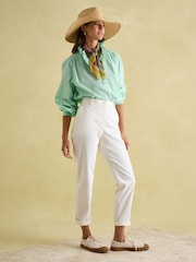 Joules Melanie Green/White Cotton Ruffle Blouse - Image 3 of 7