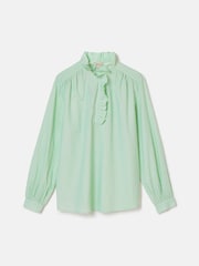 Joules Melanie Green/White Cotton Ruffle Blouse - Image 7 of 7
