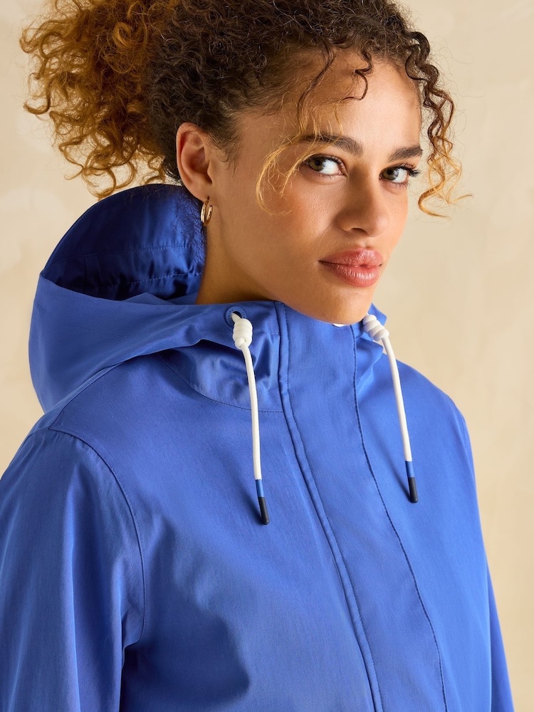 Joules Portwell Blue Waterproof Raincoat With Hood - Image 5 of 8