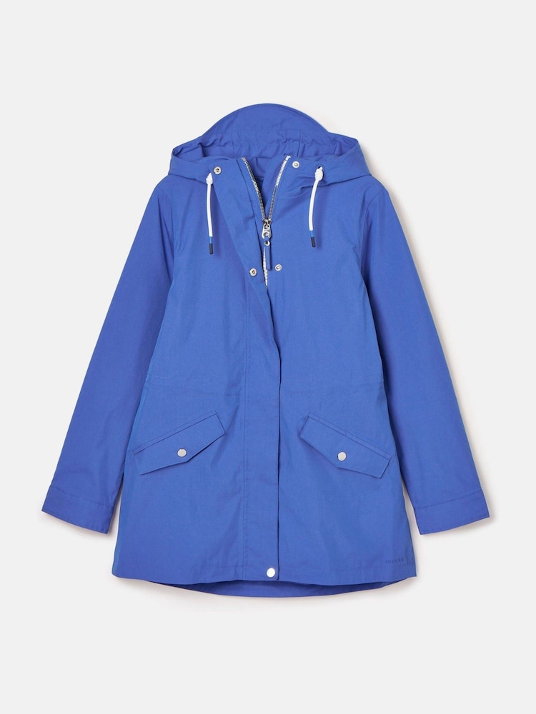 Joules Portwell Blue Waterproof Raincoat With Hood - Image 7 of 8