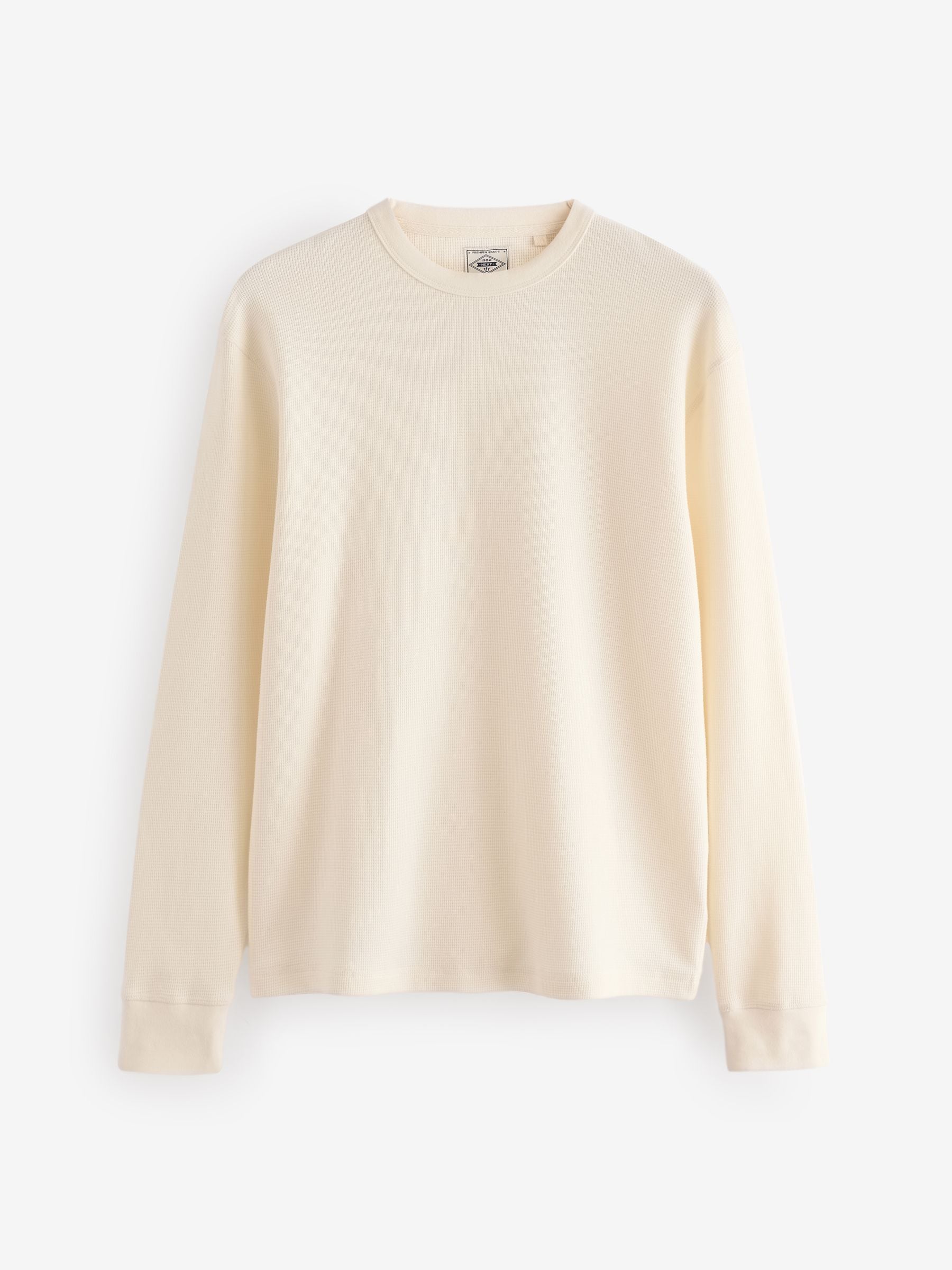 限定セールをすべて Sleeves Long White Ecru Buy Waffle Cotton 100% Crew Texture トップス