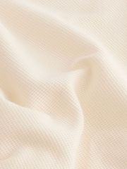 Бежевый/белый - Long Sleeves Waffle Texture Crew 100% Cotton T-Shirt - Image 7 of 8