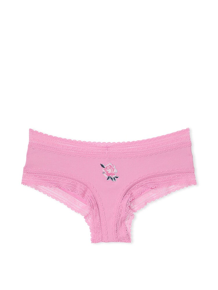 Victoria's Secret PINK Moonstone Pink Rib Lace Trim Cheeky Knickers - Image 3 of 3 Victoria's Secret PINK Moonstone Pink Rib Lace Trim Cheeky Knickers - Image 3 of 3
