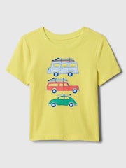 Gap Yellow Cars Cotton Graphic Short Sleeve Baby T-Shirt (Newborn-5yrs) - Image 1 of 2