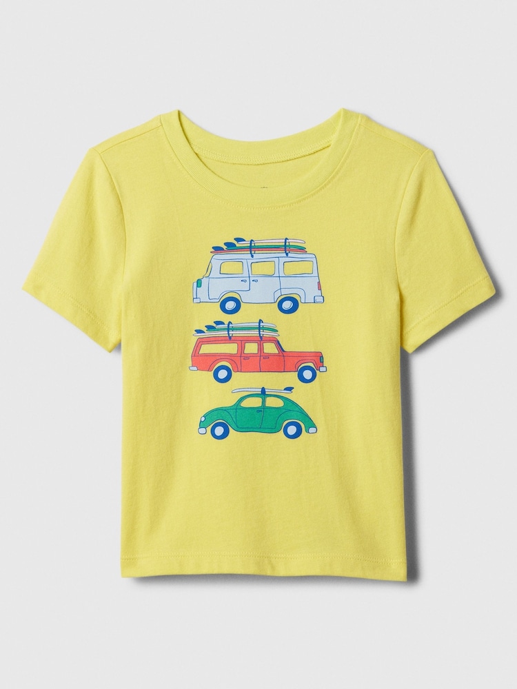 Gap Yellow Cars Cotton Graphic Short Sleeve Baby T-Shirt (Newborn-5yrs) - Image 1 of 2