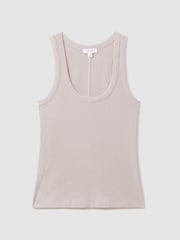 Reiss Mink Elle Ribbed Cotton Blend Vest - Image 2 of 5