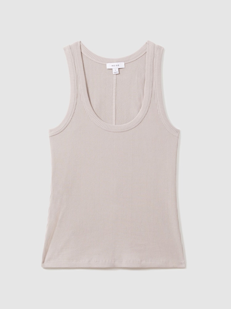 Reiss Mink Elle Ribbed Cotton Blend Vest - Image 2 of 5
