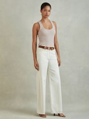Reiss Mink Elle Ribbed Cotton Blend Vest - Image 3 of 5