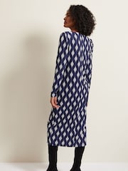 Phase Eight Blue Kelly Geo Midi Shift Dress - Image 2 of 7