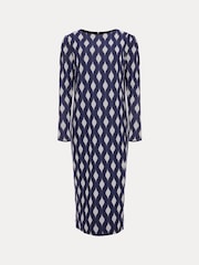 Phase Eight Blue Kelly Geo Midi Shift Dress - Image 6 of 7