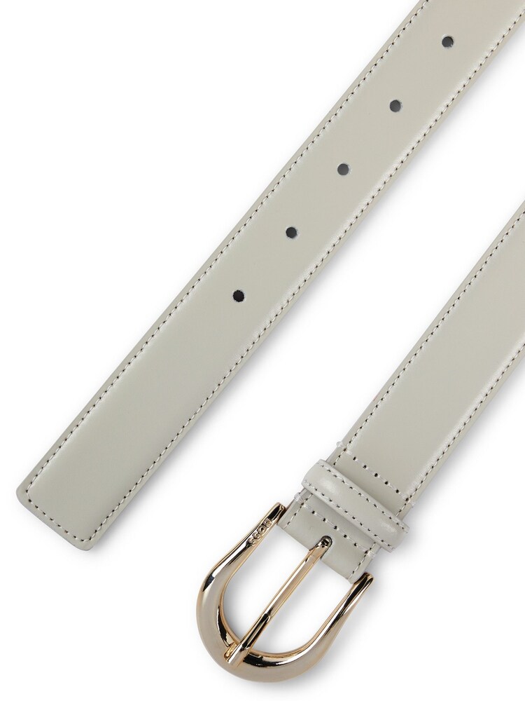 BOSS White Italian-Leather Belt With Logo-Engraved Buckle - Image 1 of 1
