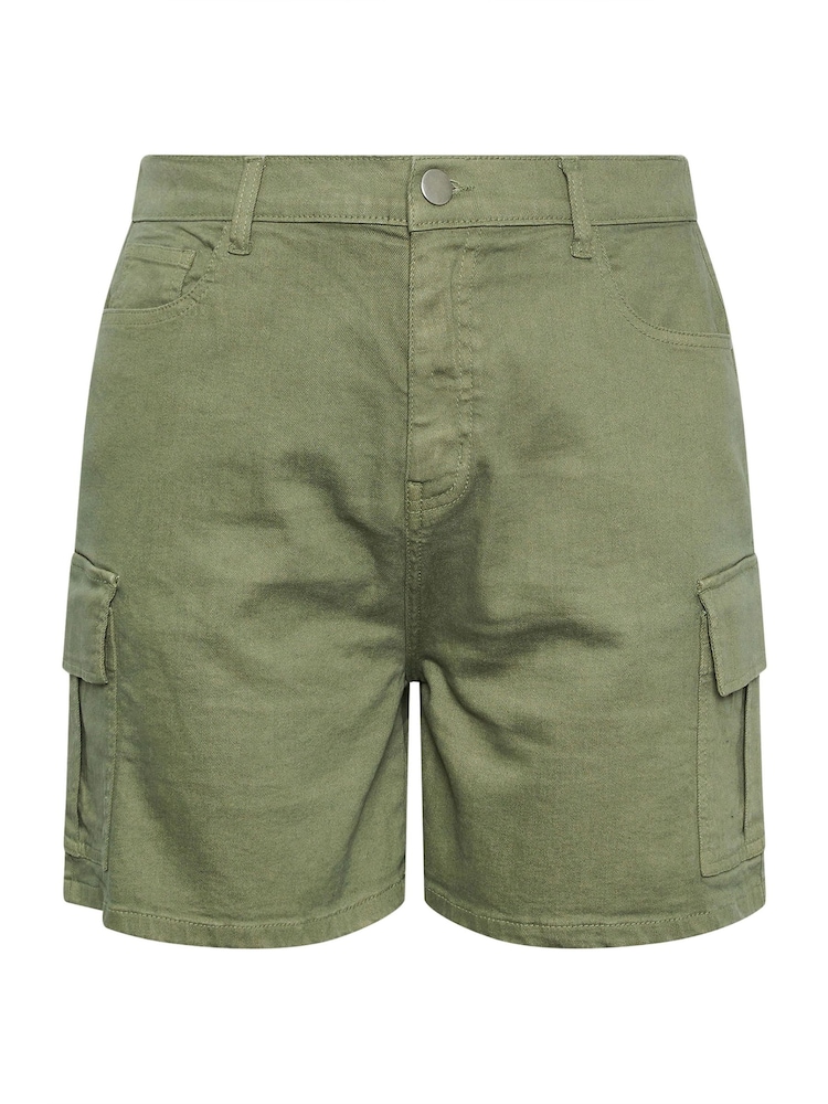 Yours Curve Green Denim Cargo Shorts - Image 5 of 5
