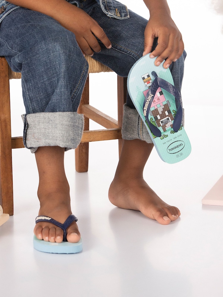 Havaianas Kids Blue Minecraft Sandals - Image 1 of 8