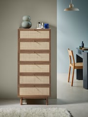 MADE.COM Dark Oak Effect Pavia Rattan 6 Drawer Chest of Drawers - Image 1 of 5