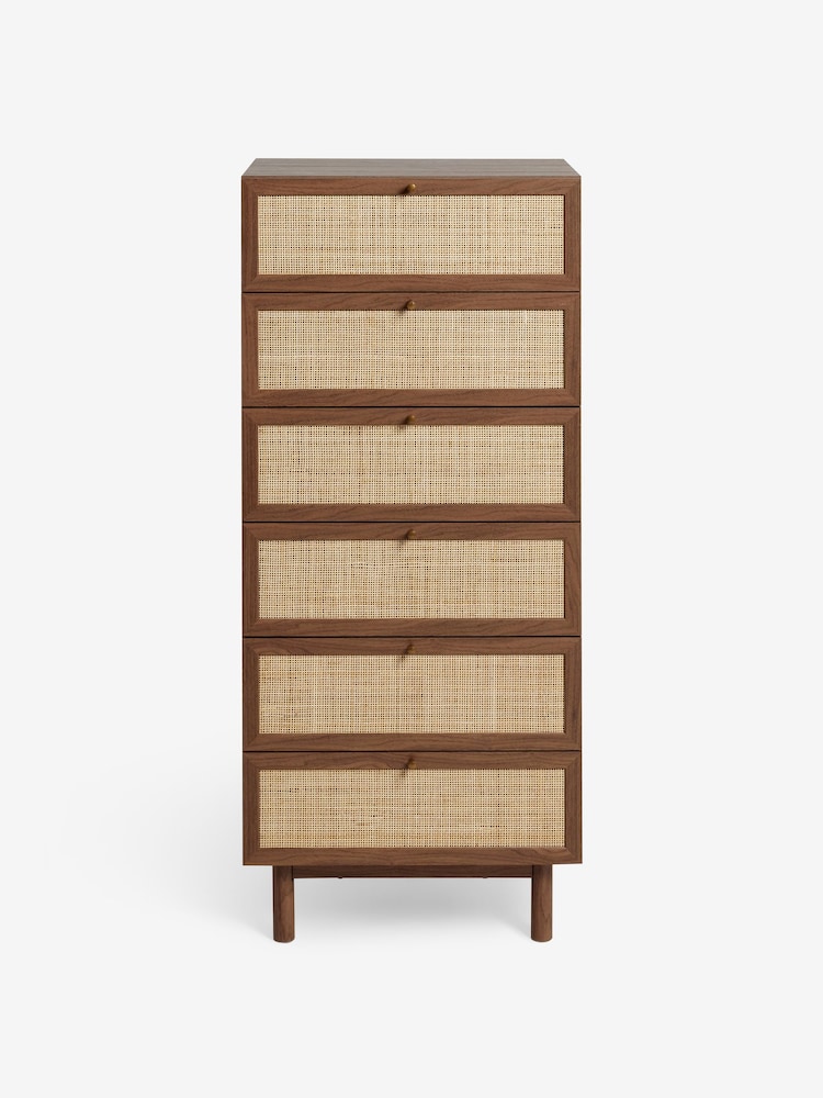 MADE.COM Dark Oak Effect Pavia Rattan 6 Drawer Chest of Drawers - Image 5 of 5
