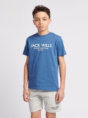 Jack Wills Blue Boys Regular Fit Carnaby 100% Cotton T-Shirt - Image 1 of 7