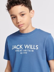 Jack Wills Blue Boys Regular Fit Carnaby 100% Cotton T-Shirt - Image 4 of 7