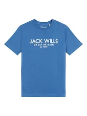 Jack Wills Blue Boys Regular Fit Carnaby 100% Cotton T-Shirt - Image 5 of 7
