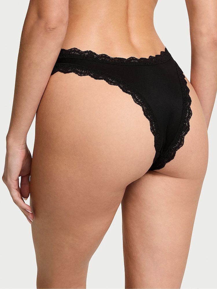 Victoria's Secret Black Lace Trim Brazilian Knickers - Image 2 of 3