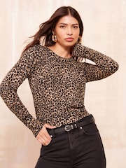 Friends Like These Brown Animal Long Sleeve Crew Neck Jumper - Image 1 of 4
