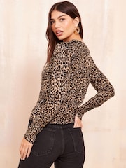 Friends Like These Brown Animal Long Sleeve Crew Neck Jumper - Image 4 of 4