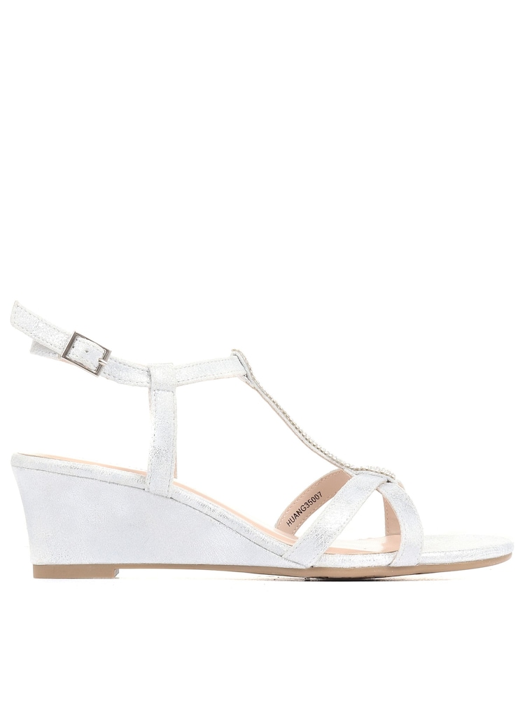 Pavers Silver Wedge Heel Sandals - Image 2 of 5