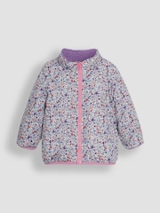JoJo Maman Bébé Lilac Purple Dino Reversible Hooded Teddy Fleece - Image 4 of 7