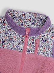JoJo Maman Bébé Lilac Purple Dino Reversible Hooded Teddy Fleece - Image 6 of 7