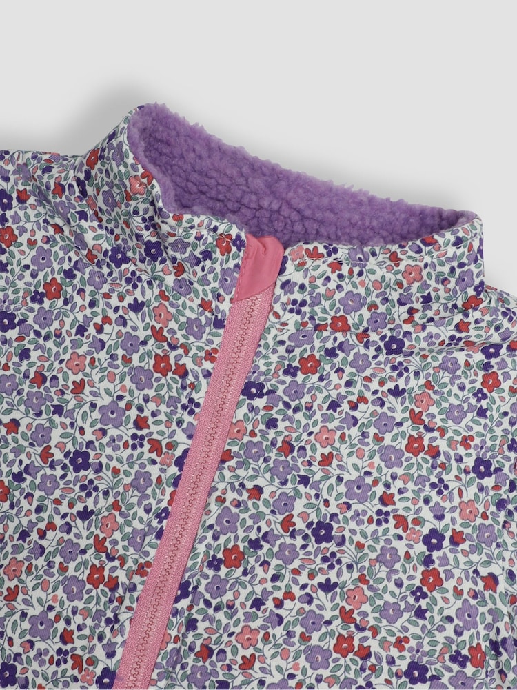 JoJo Maman Bébé Lilac Purple Dino Reversible Hooded Teddy Fleece - Image 7 of 7