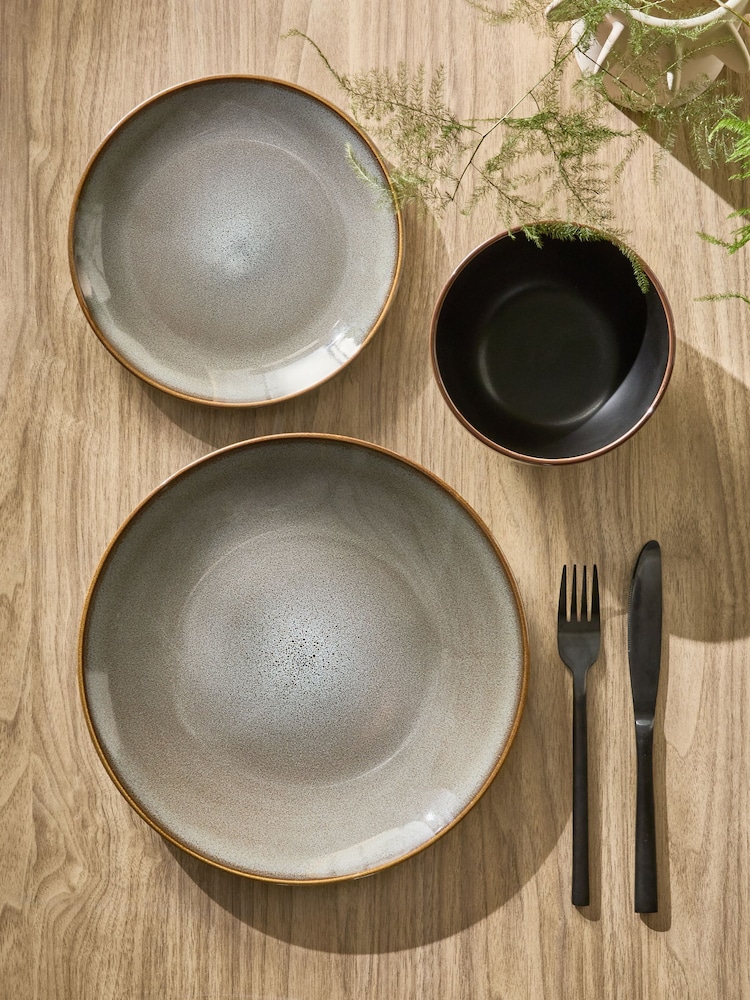 12 Piece Grey Hampton Reactive Glaze Dinner Set - Image 2 of 5